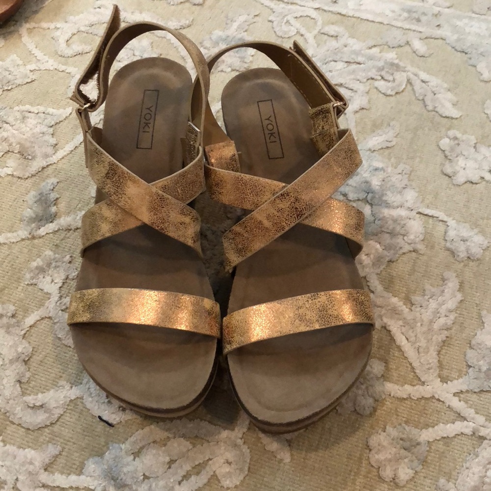 Rose Gold strappy wedges, SIZE 7.5 ••